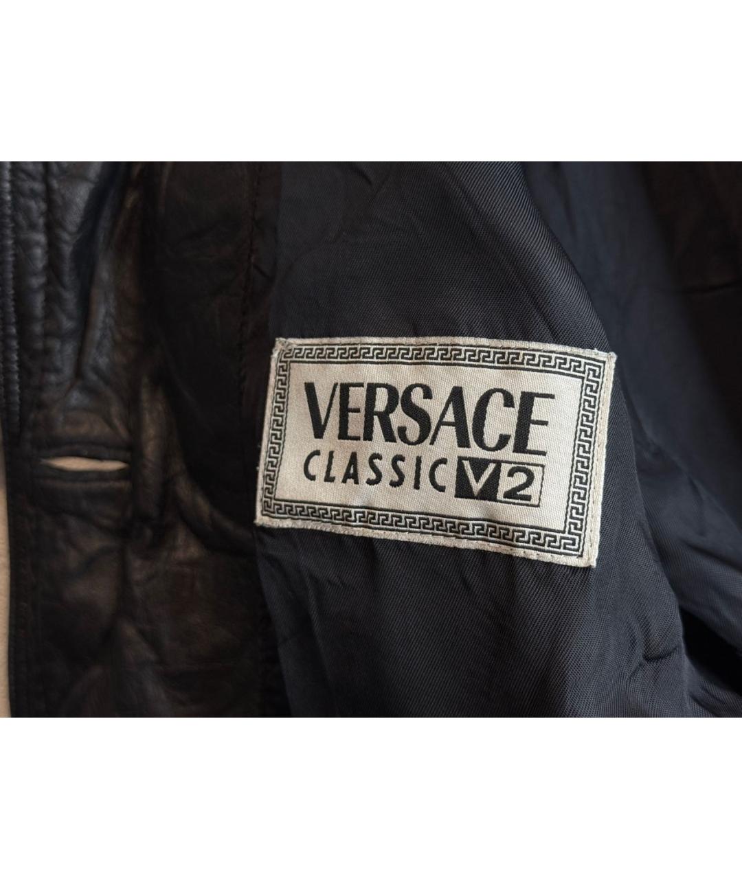 VERSACE Черная кожаная куртка, фото 8