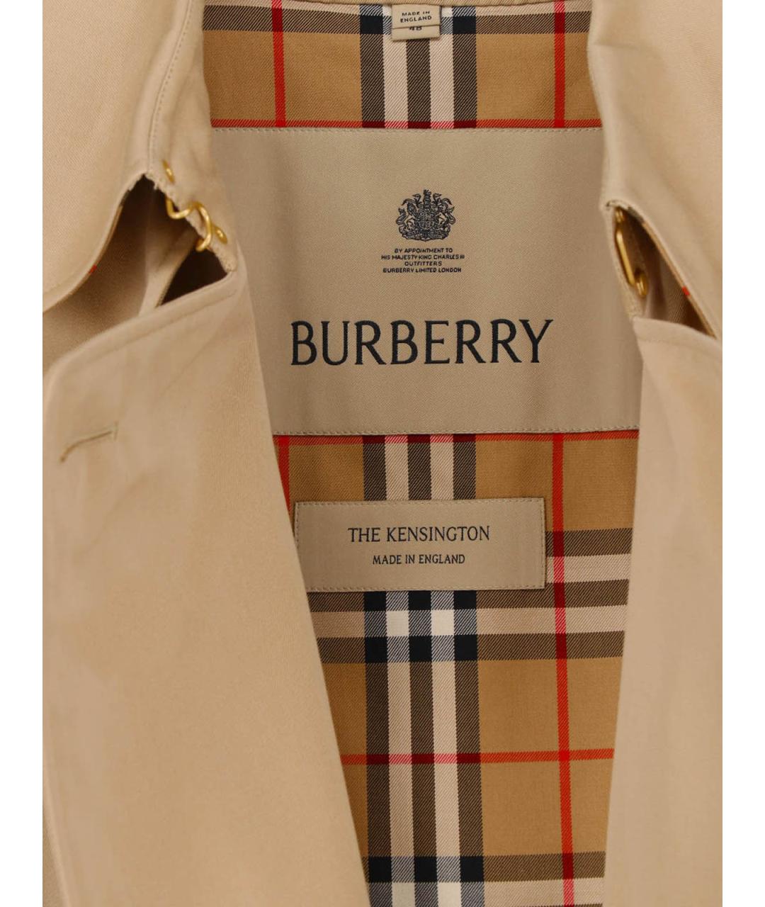 BURBERRY Бежевый хлопковый тренч / плащ, фото 3