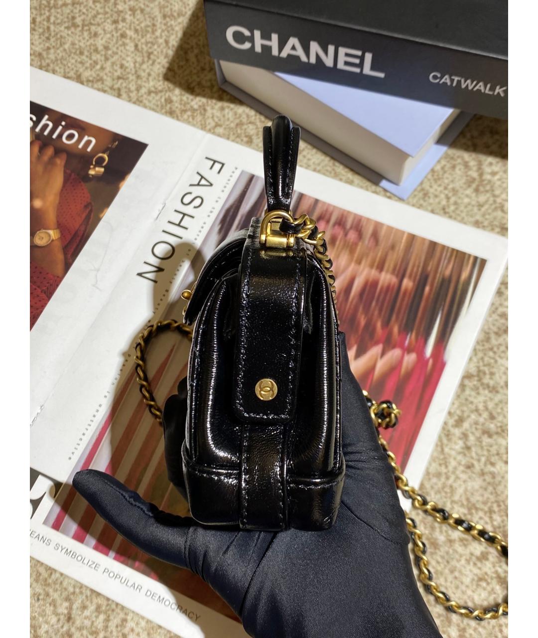 CHANEL Черная кожаная сумка через плечо, фото 4