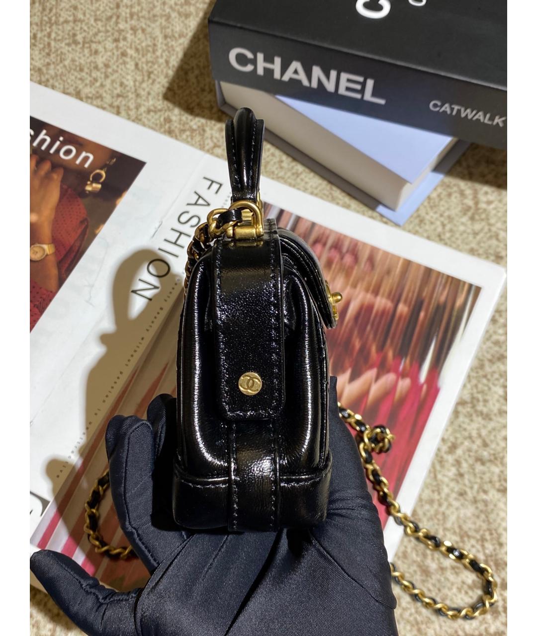 CHANEL Черная кожаная сумка через плечо, фото 3