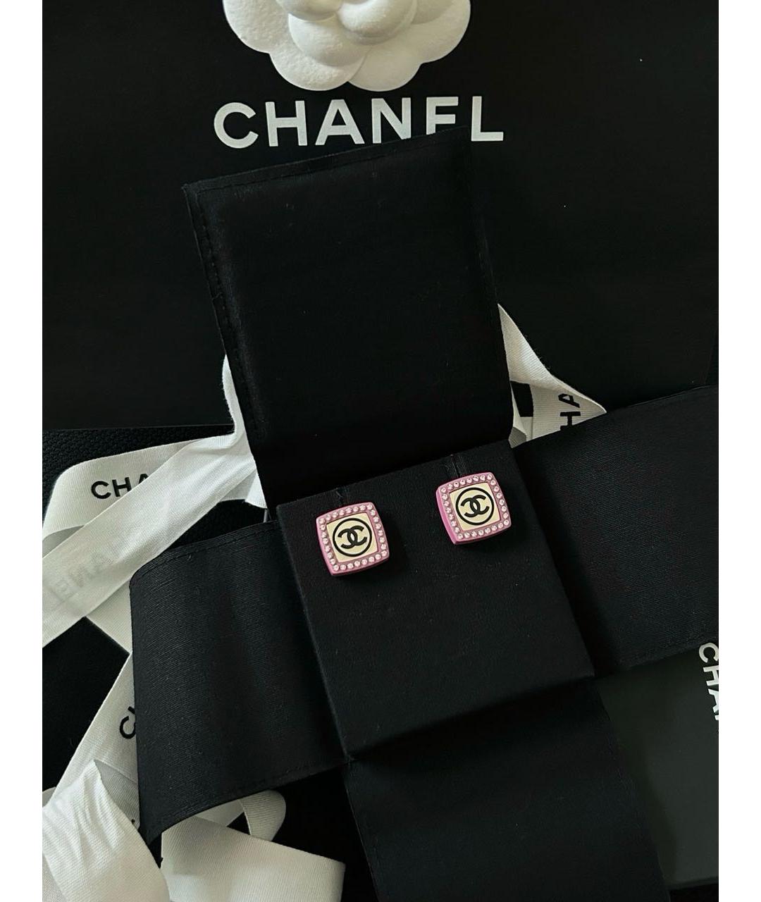 CHANEL Розовые металлические серьги, фото 2
