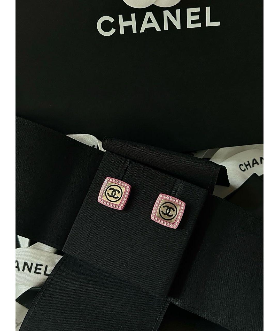 CHANEL Розовые металлические серьги, фото 6