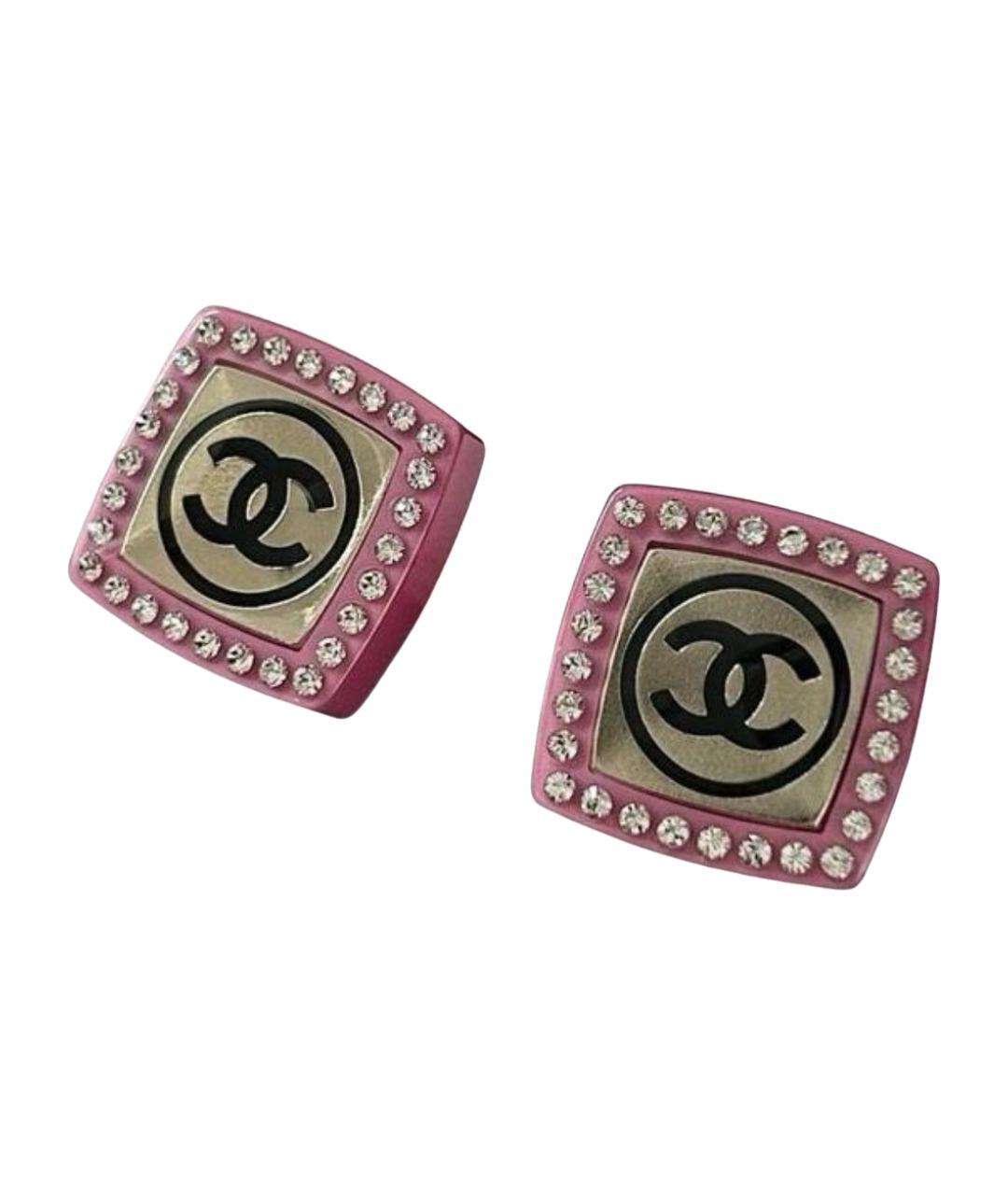 CHANEL Розовые металлические серьги, фото 1
