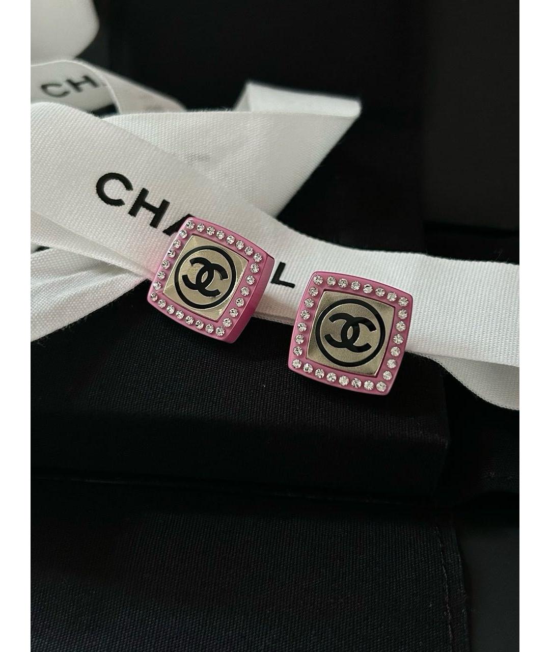 CHANEL Розовые металлические серьги, фото 8