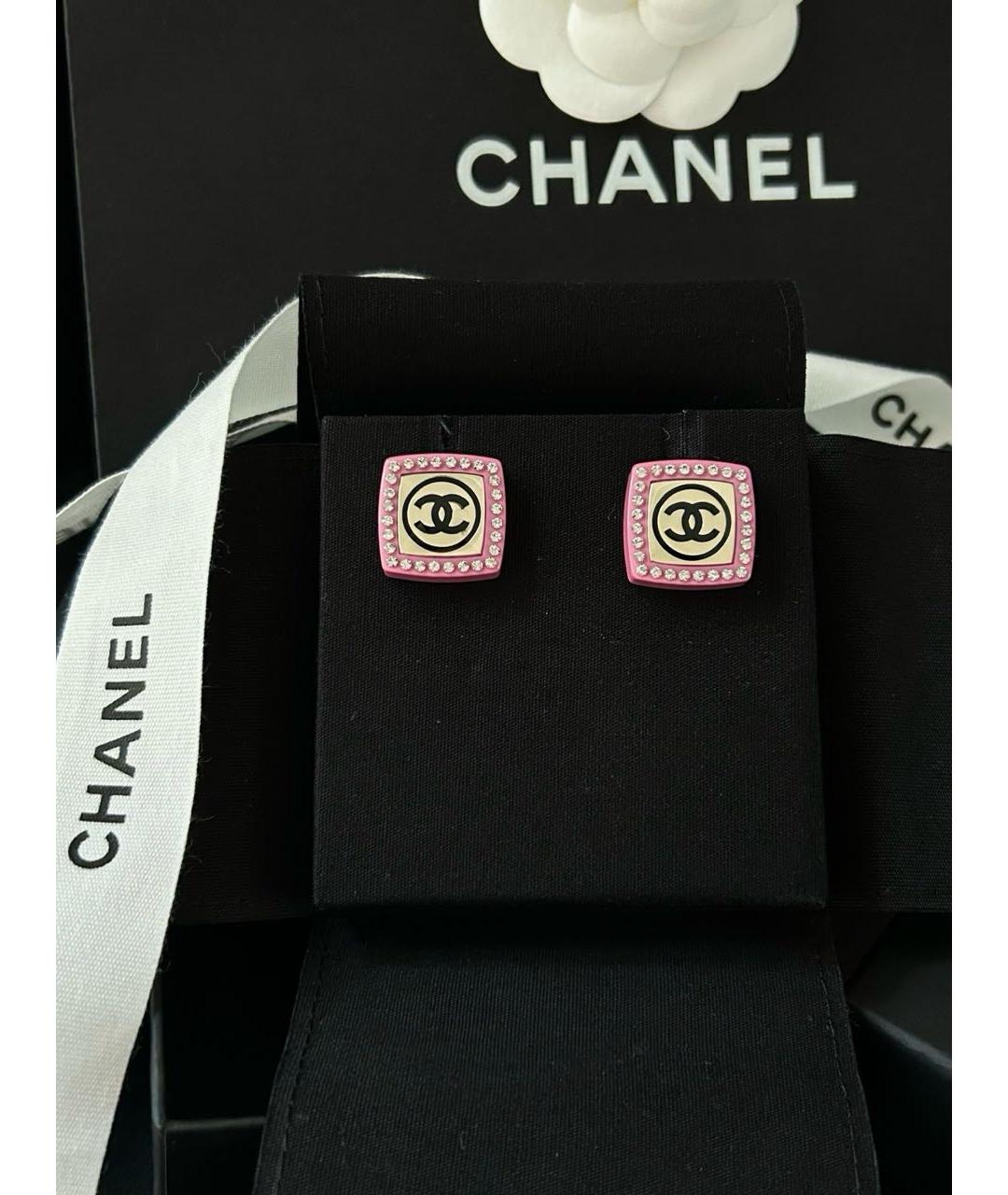 CHANEL Розовые металлические серьги, фото 3