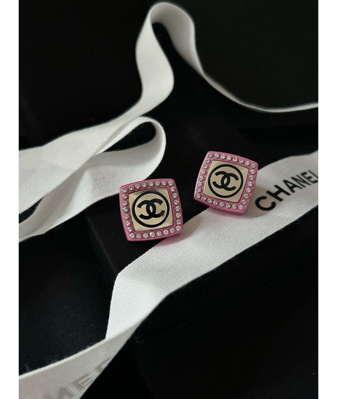 CHANEL Розовые металлические серьги, фото 5