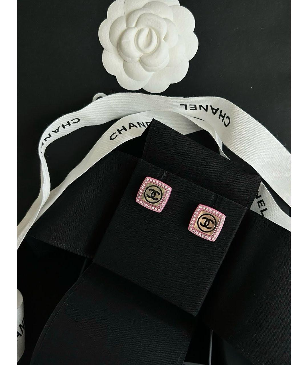 CHANEL Розовые металлические серьги, фото 4