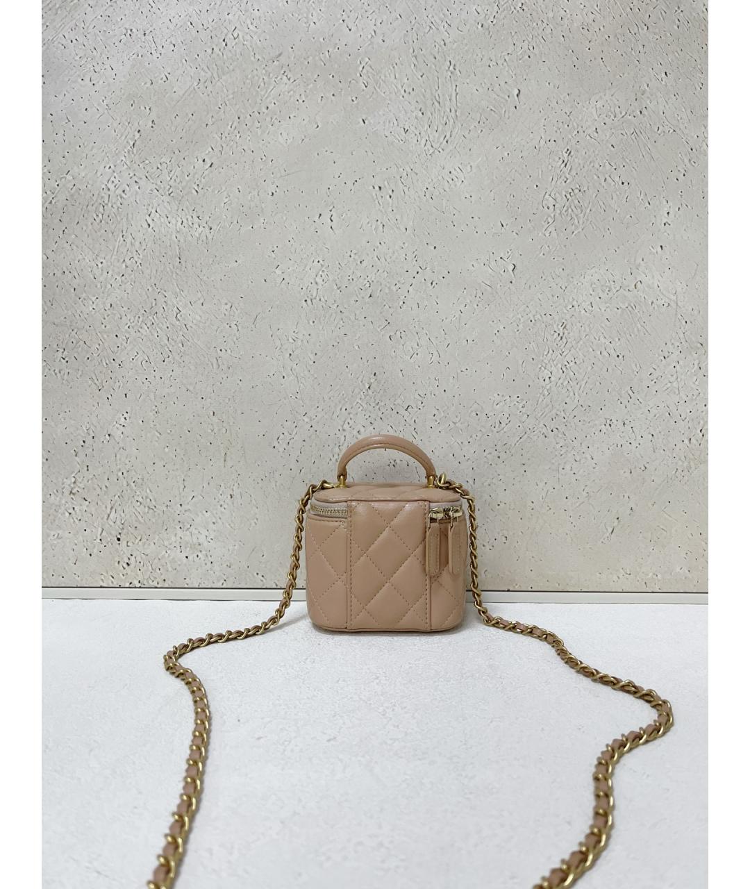 CHANEL Бежевая кожаная сумка через плечо, фото 2