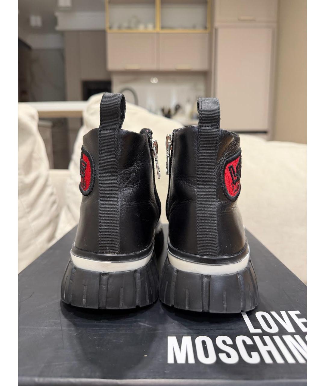 LOVE MOSCHINO Черные кожаные ботинки, фото 4