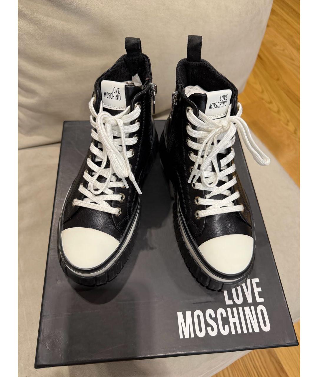 LOVE MOSCHINO Черные кожаные ботинки, фото 2