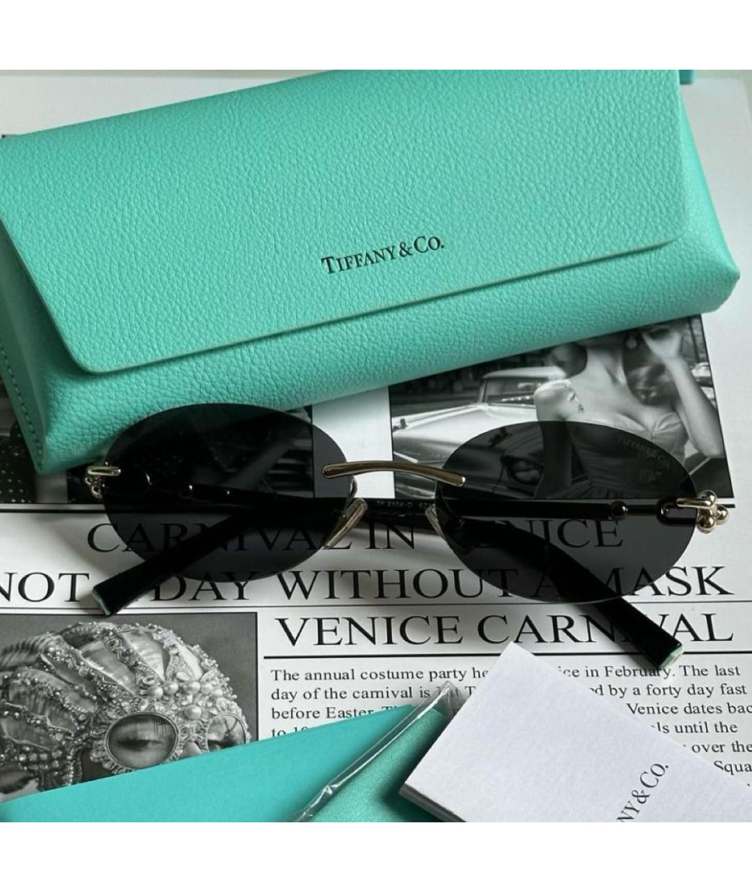 TIFFANY&CO Черные металлические солнцезащитные очки, фото 4