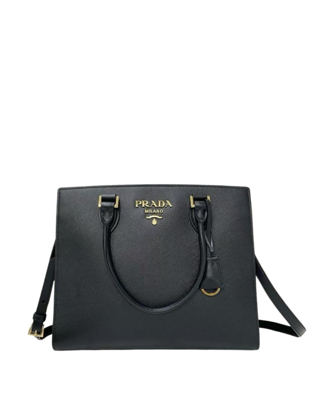 PRADA Черная кожаная сумка тоут, фото 1