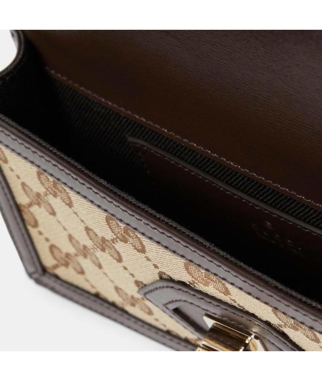 GUCCI Коричневая канва сумка с короткими ручками, фото 6
