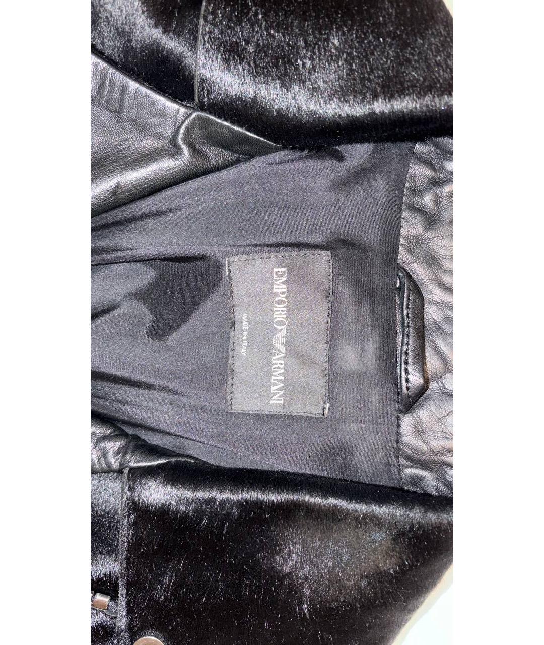 EMPORIO ARMANI Черная кожаная куртка, фото 5