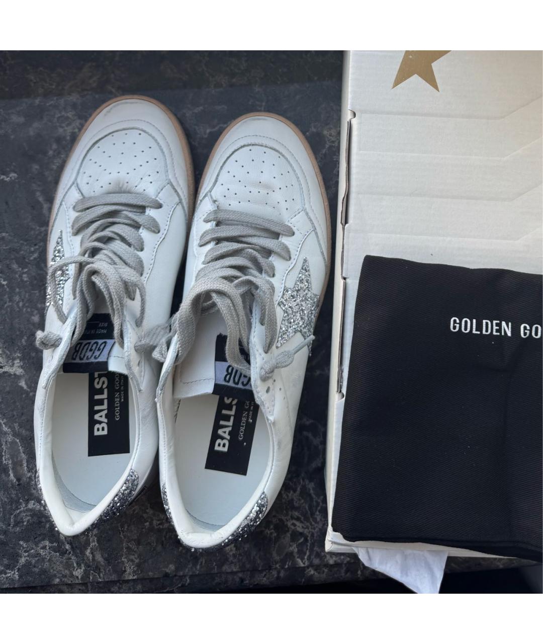 GOLDEN GOOSE Белые кожаные кеды, фото 3