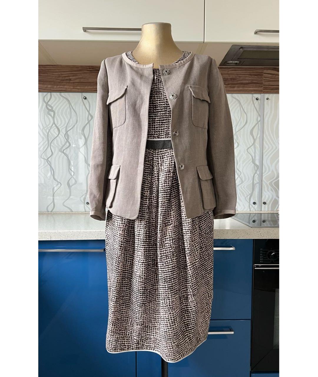 'S MAX MARA Бежевое льняное повседневное платье, фото 6