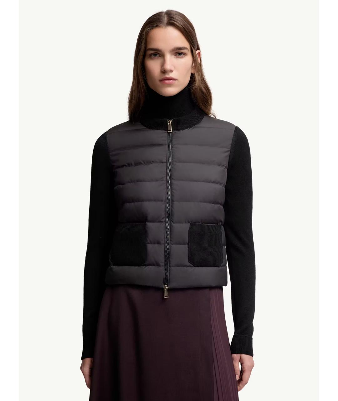 MONCLER Черный полиамидовый кардиган, фото 3