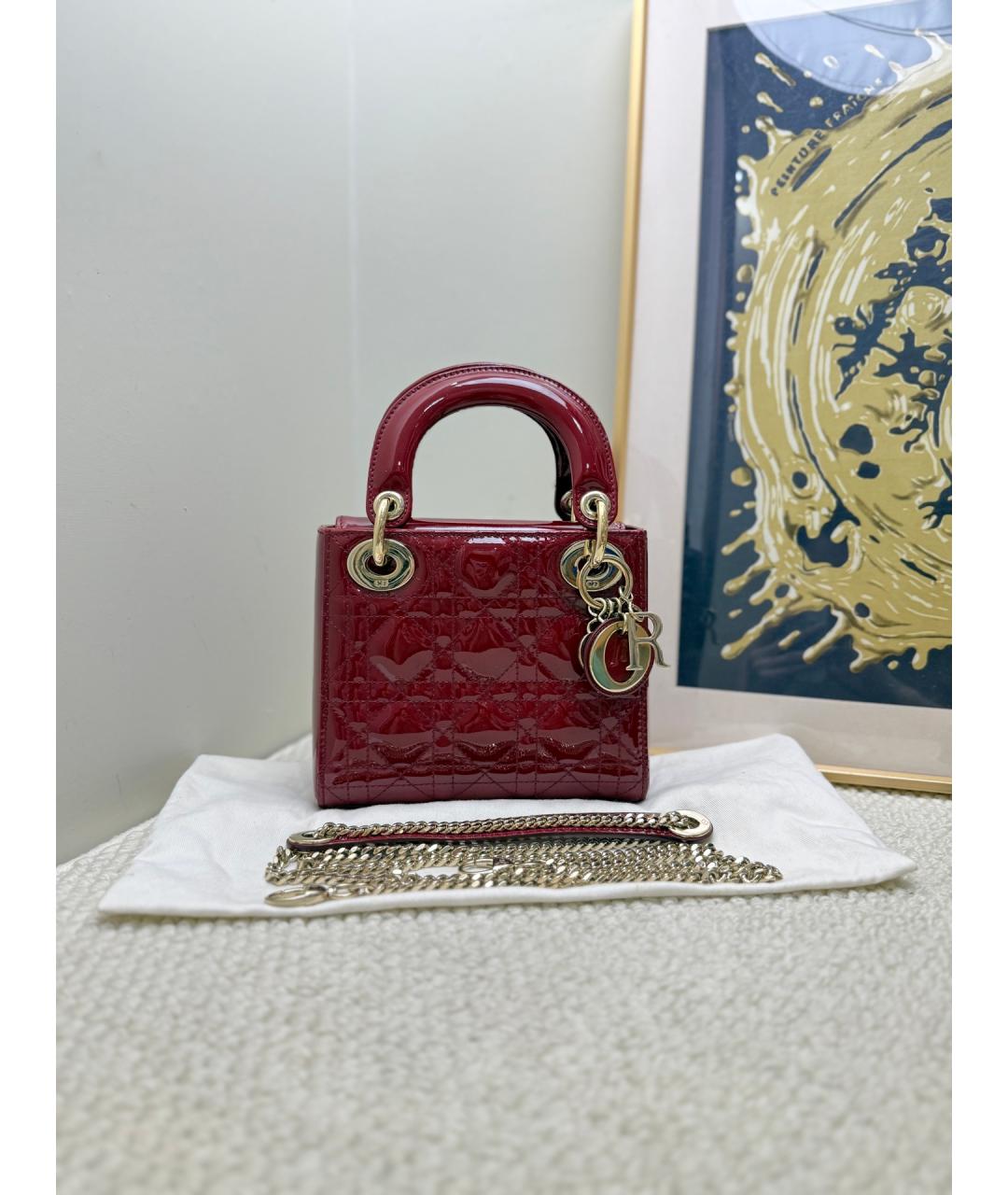 CHRISTIAN DIOR Красная сумка тоут из лакированной кожи, фото 10