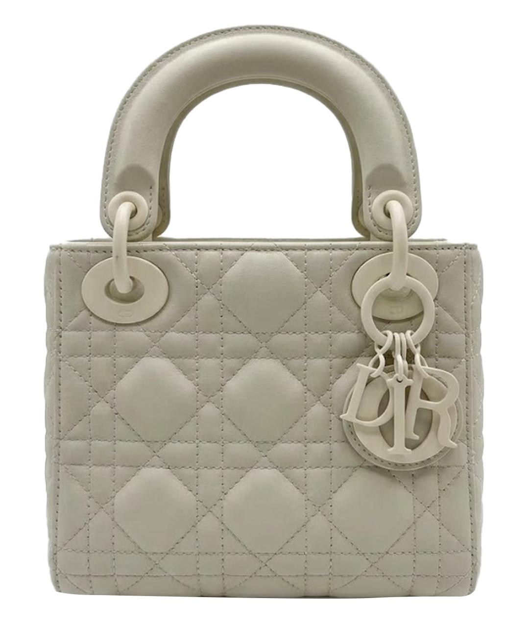 CHRISTIAN DIOR Белая кожаная сумка тоут, фото 1