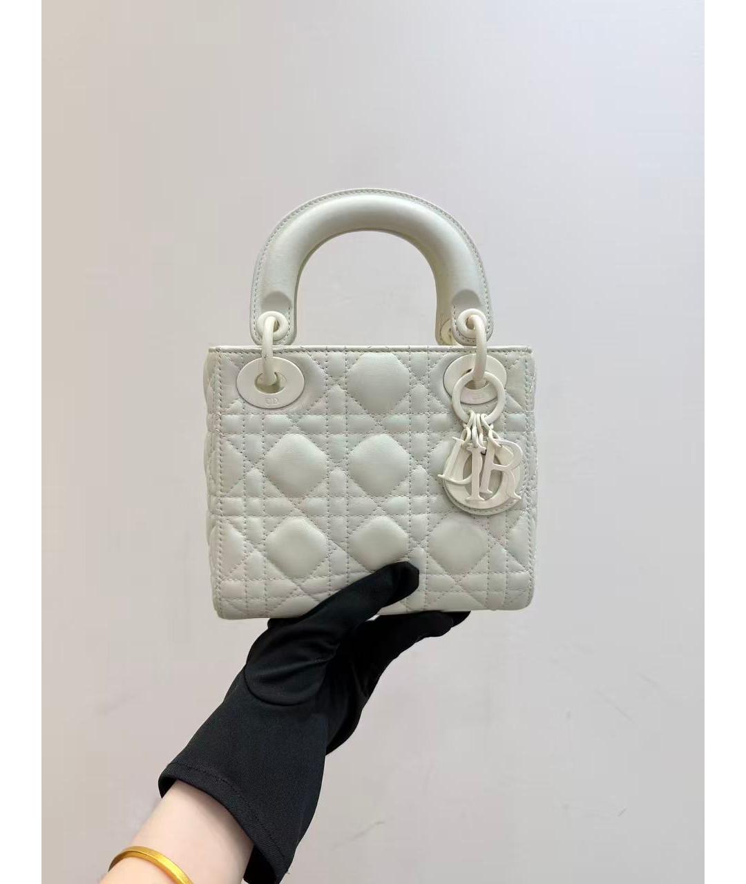 CHRISTIAN DIOR Белая кожаная сумка тоут, фото 2