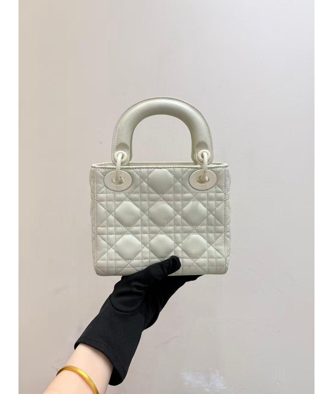 CHRISTIAN DIOR Белая кожаная сумка тоут, фото 3