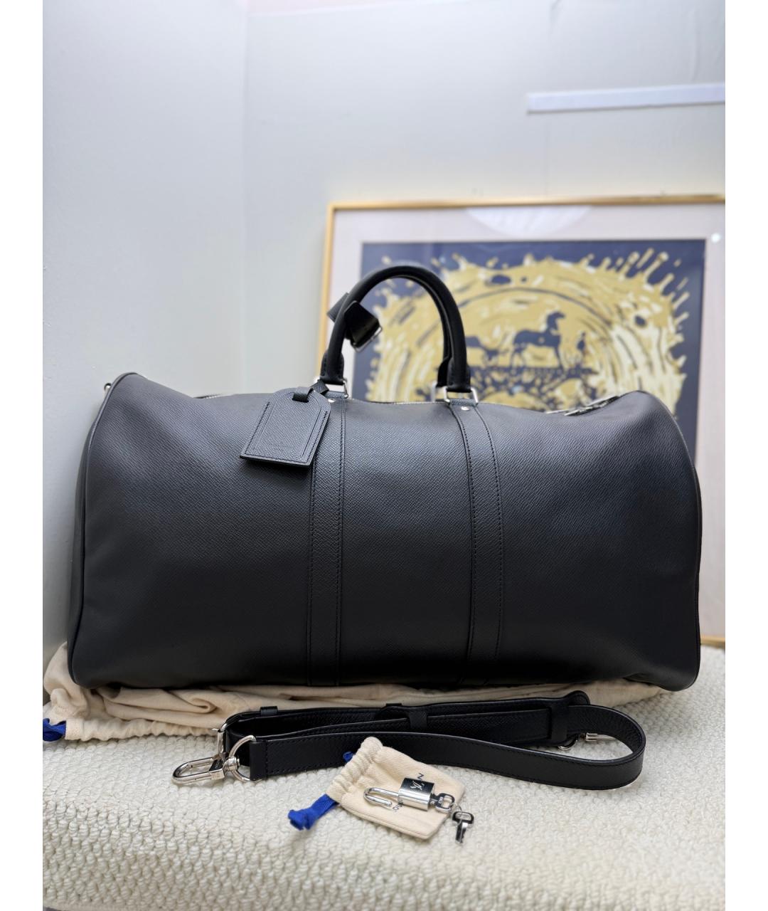 LOUIS VUITTON Черная кожаная сумка тоут, фото 2