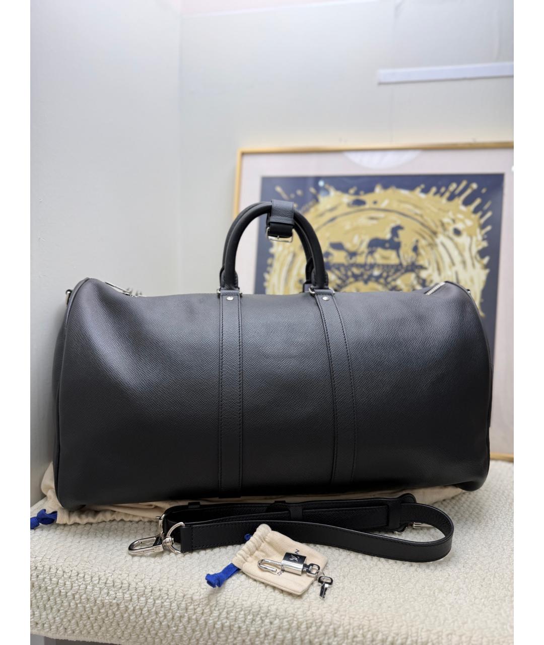 LOUIS VUITTON Черная кожаная сумка тоут, фото 4