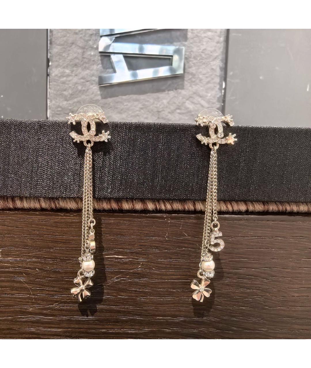 CHANEL Серебряные металлические серьги, фото 2