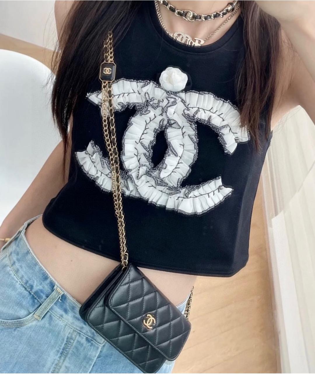 CHANEL Черная кожаная сумка через плечо, фото 8