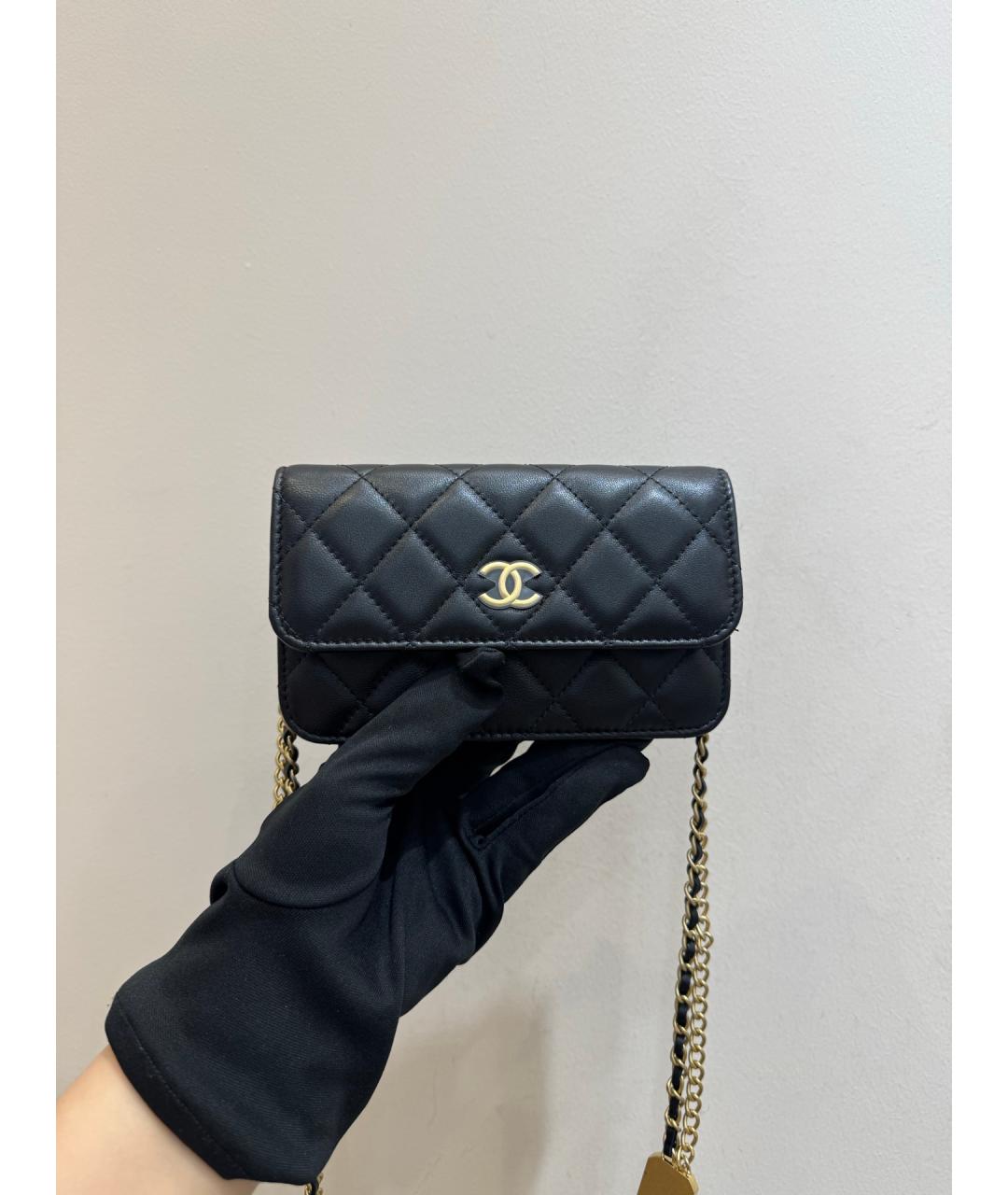 CHANEL Черная кожаная сумка через плечо, фото 10