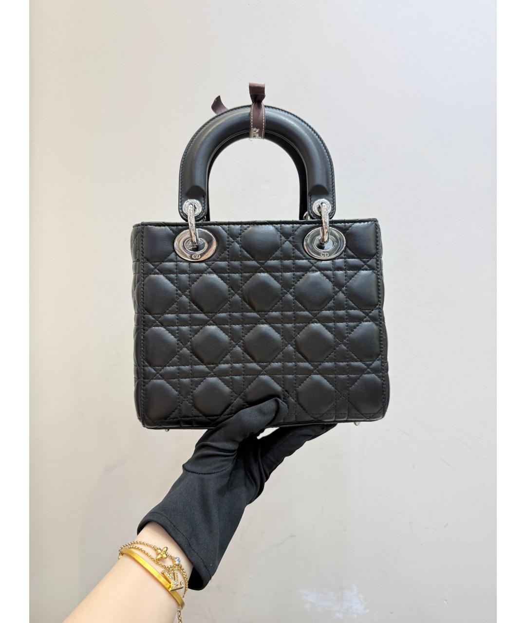CHRISTIAN DIOR Черная кожаная сумка тоут, фото 4