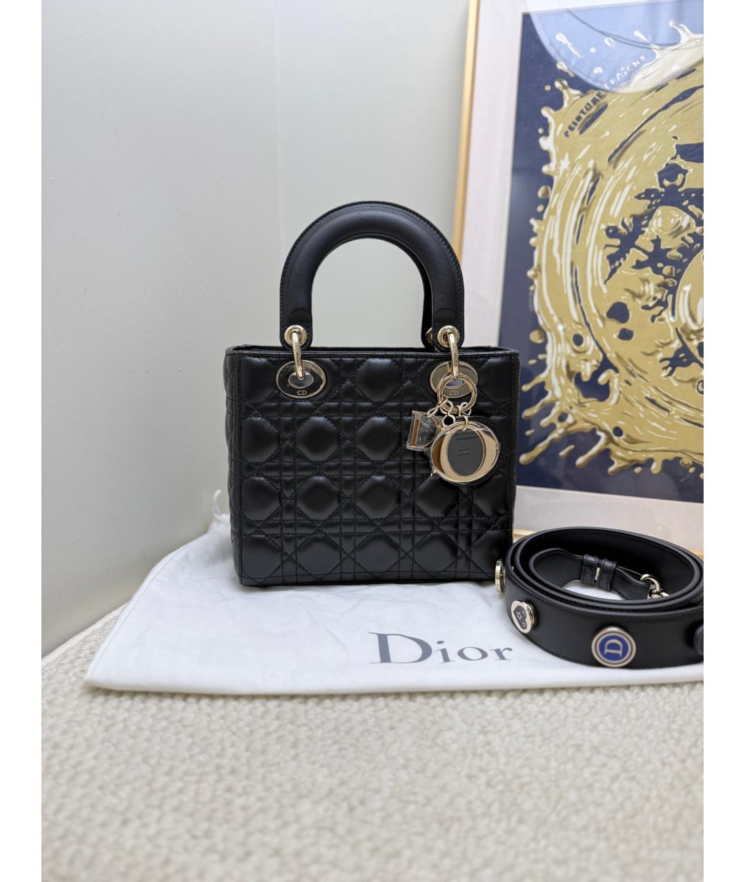 CHRISTIAN DIOR Черная кожаная сумка тоут, фото 9