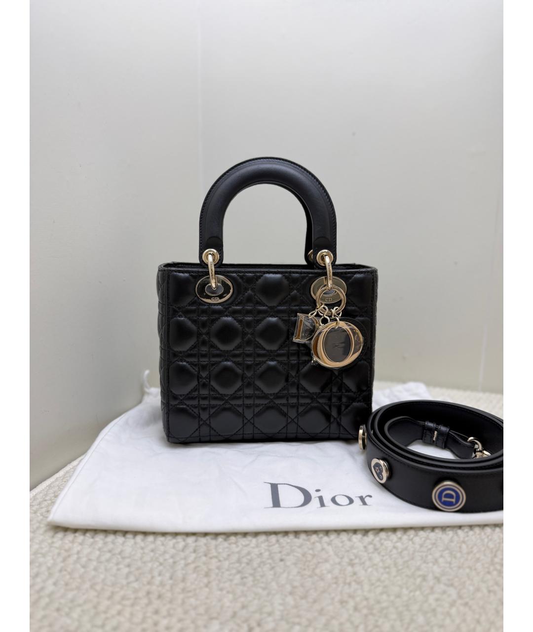 CHRISTIAN DIOR Черная кожаная сумка тоут, фото 2