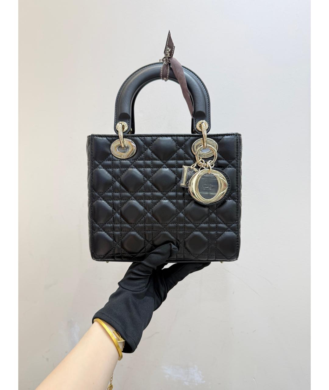 CHRISTIAN DIOR Черная кожаная сумка тоут, фото 3