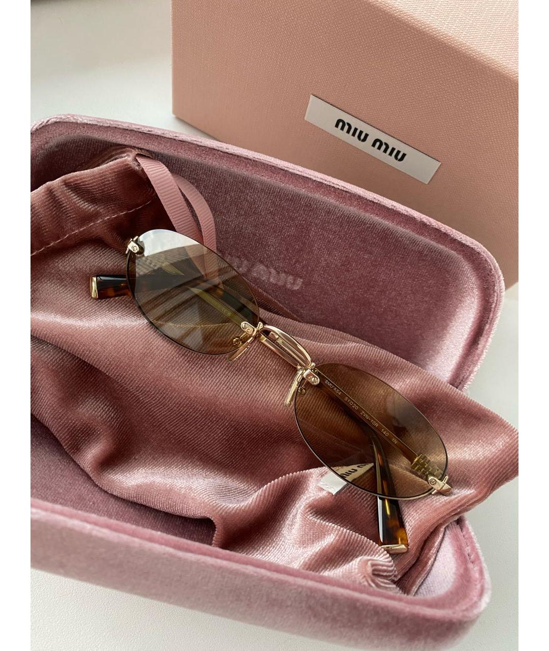 MIU MIU Коричневые металлические солнцезащитные очки, фото 2
