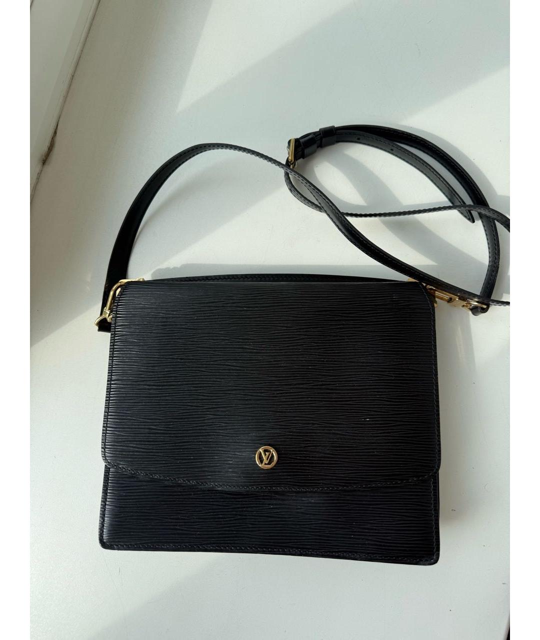 LOUIS VUITTON Черная кожаная сумка через плечо, фото 3