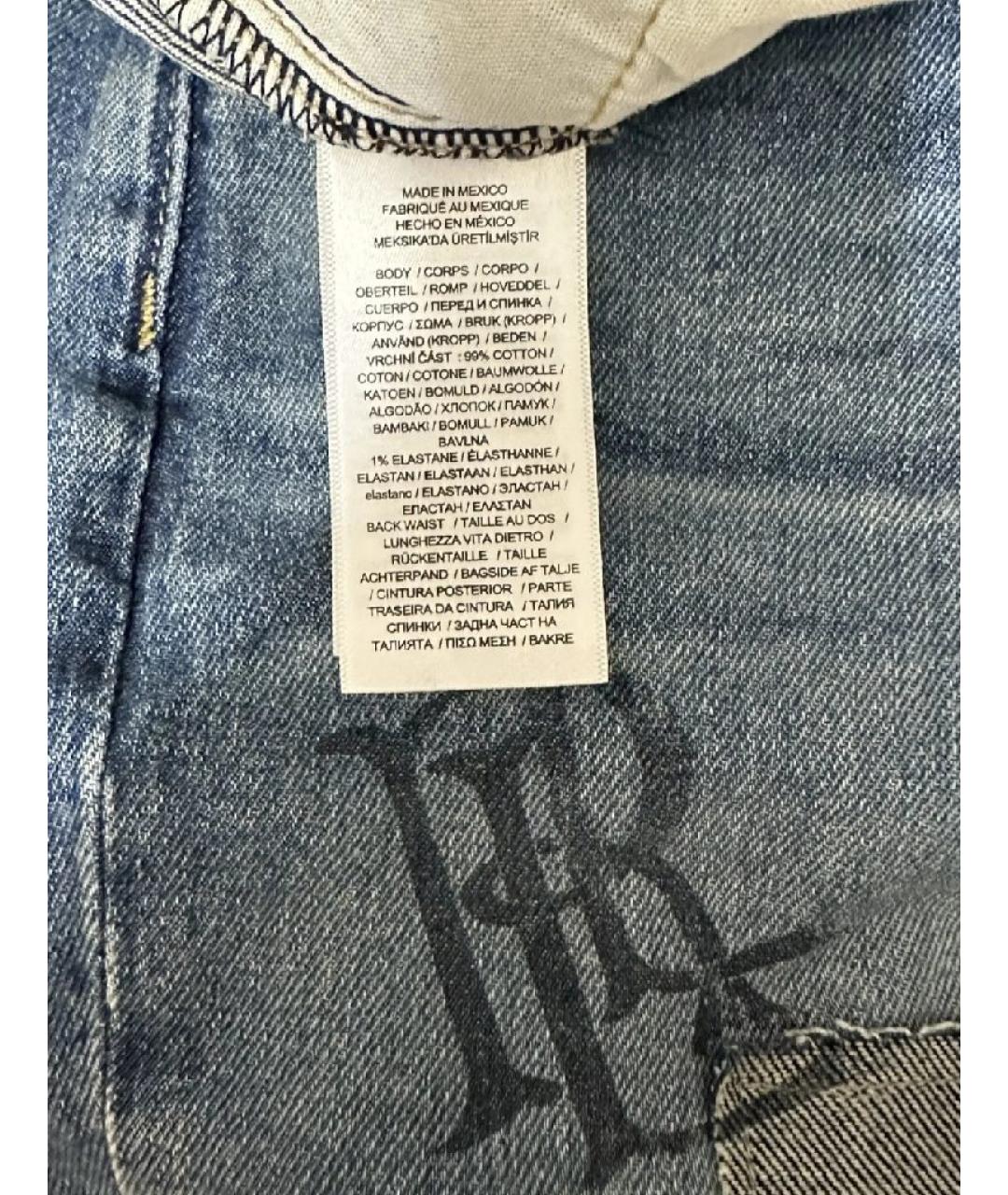 RALPH LAUREN Синие хлопко-эластановые прямые джинсы, фото 4