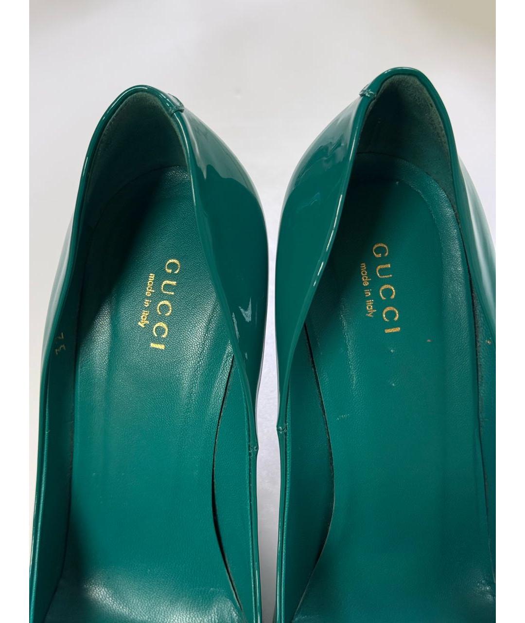 GUCCI Зеленые туфли из лакированной кожи, фото 3