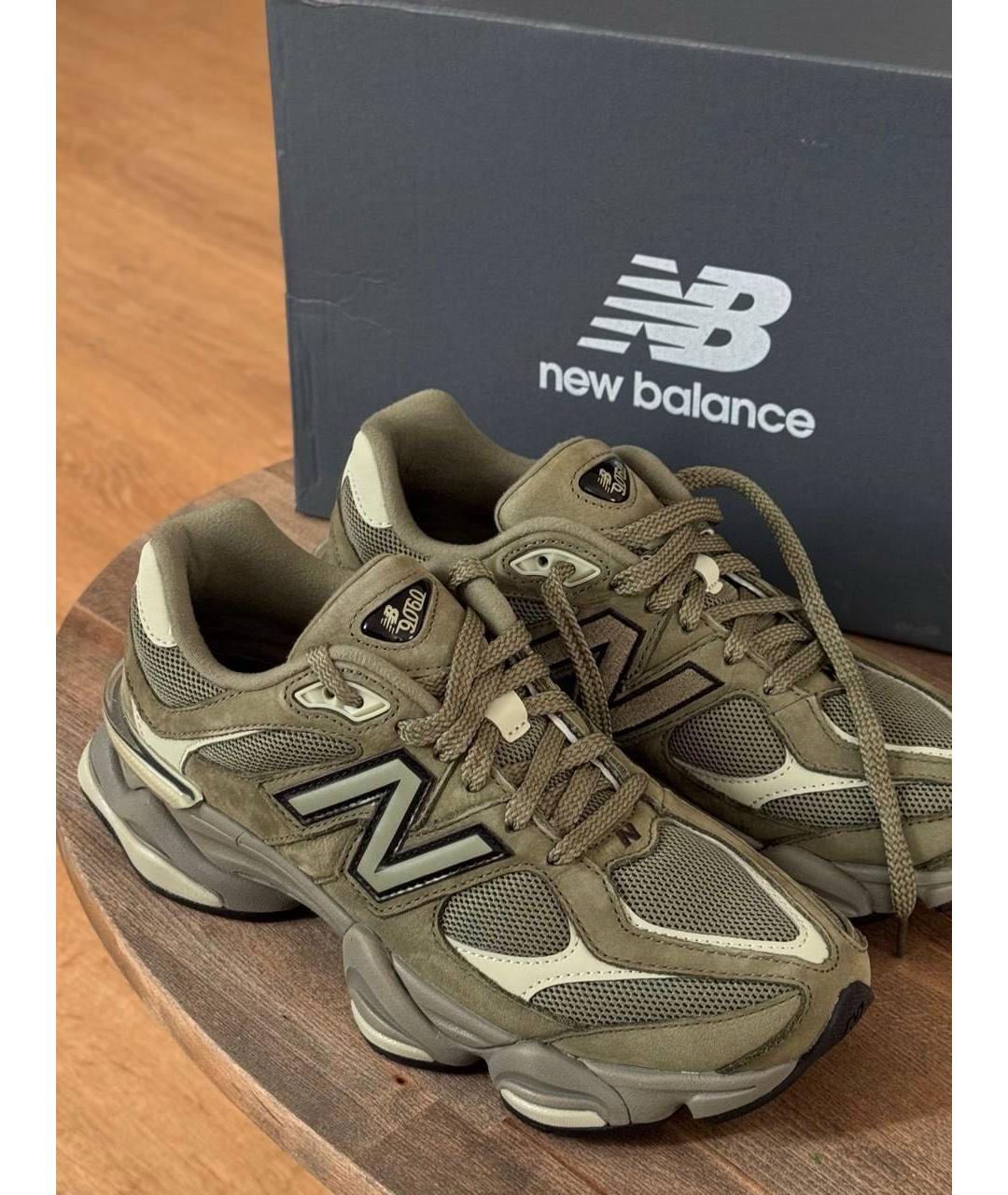 NEW BALANCE Хаки кожаные низкие кроссовки / кеды, фото 3