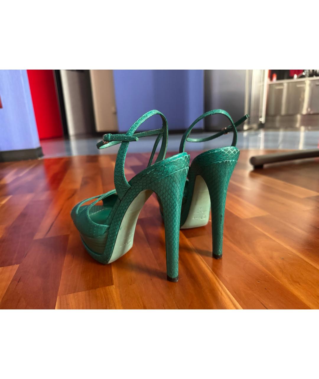 CHRISTIAN DIOR Бирюзовые босоножки из экзотической кожи, фото 3