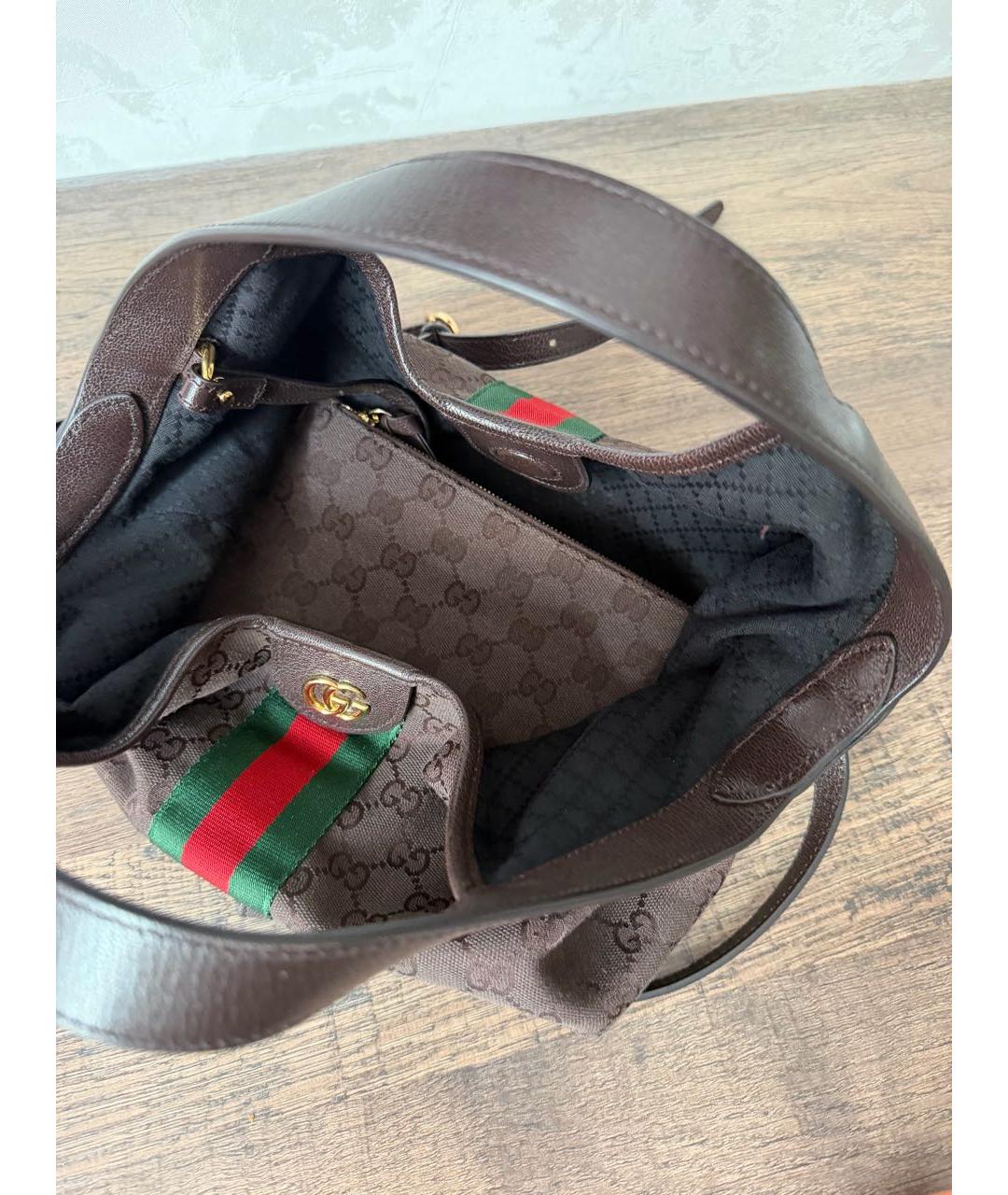 GUCCI Коричневая тканевая сумка через плечо, фото 4