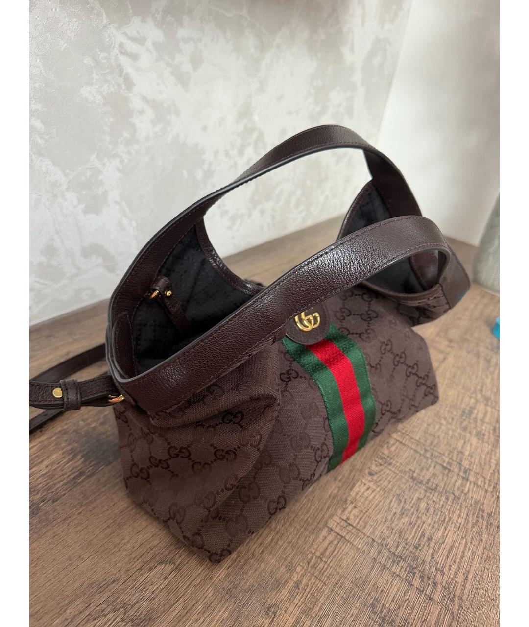 GUCCI Коричневая тканевая сумка через плечо, фото 2