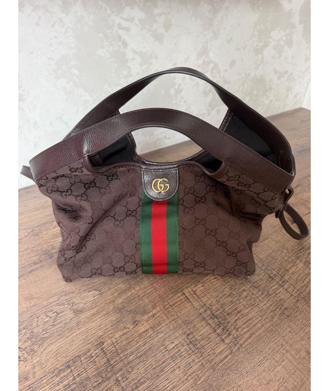 GUCCI Коричневая тканевая сумка через плечо, фото 8