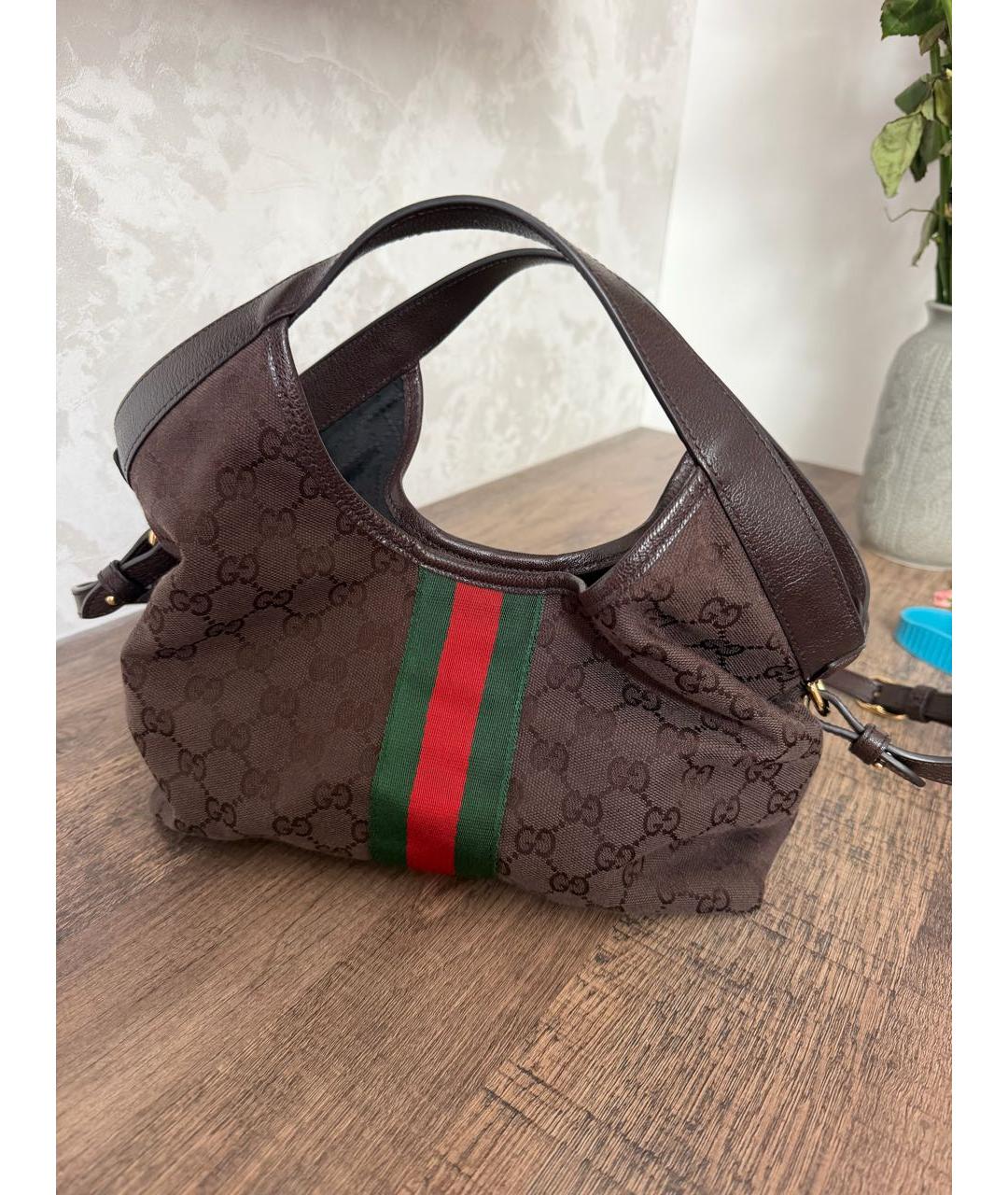 GUCCI Коричневая тканевая сумка через плечо, фото 3