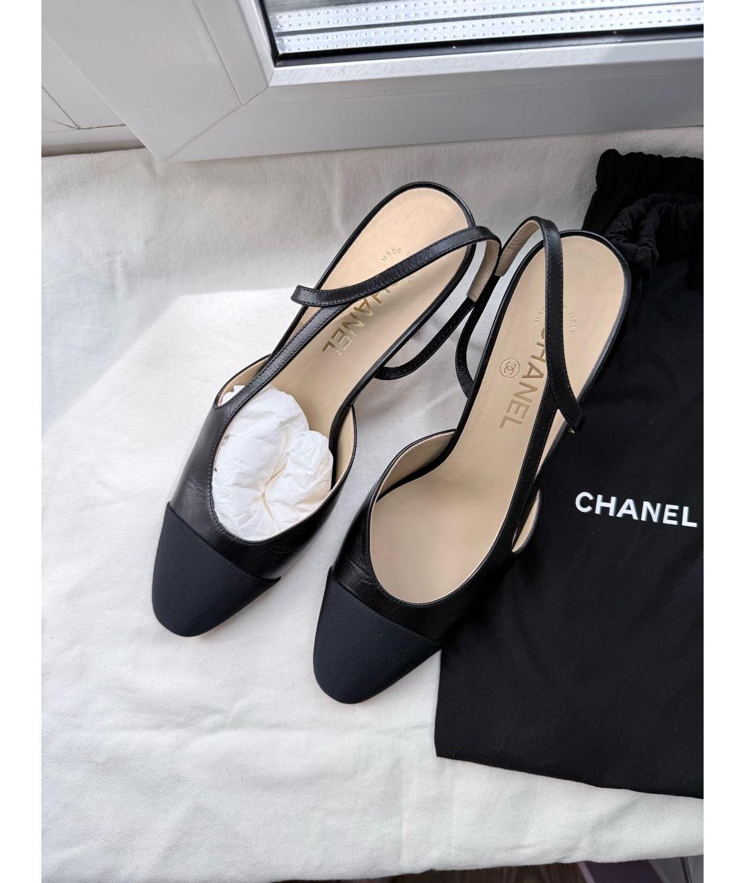 CHANEL Черные кожаные туфли, фото 6