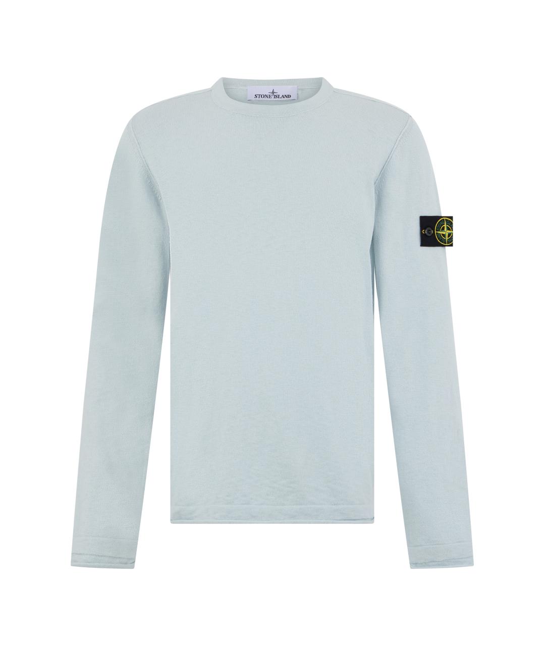 STONE ISLAND Голубой хлопковый джемпер / свитер, фото 1