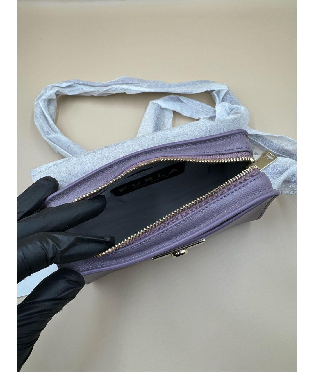 FURLA Фиолетовая кожаная сумка через плечо, фото 6