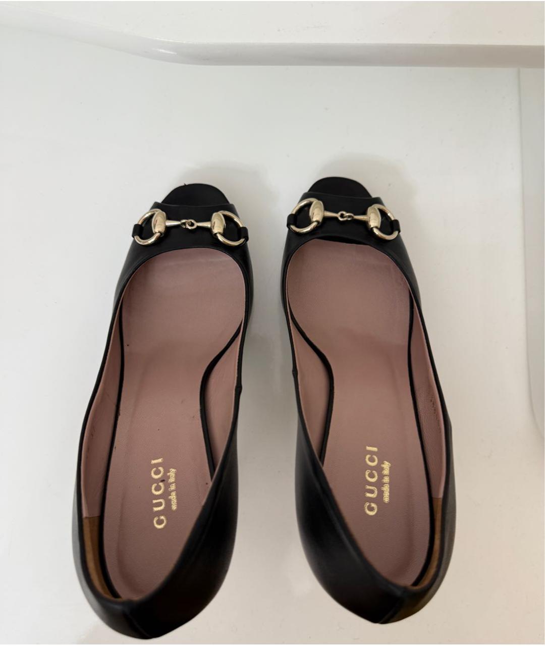 GUCCI Черные кожаные туфли, фото 3