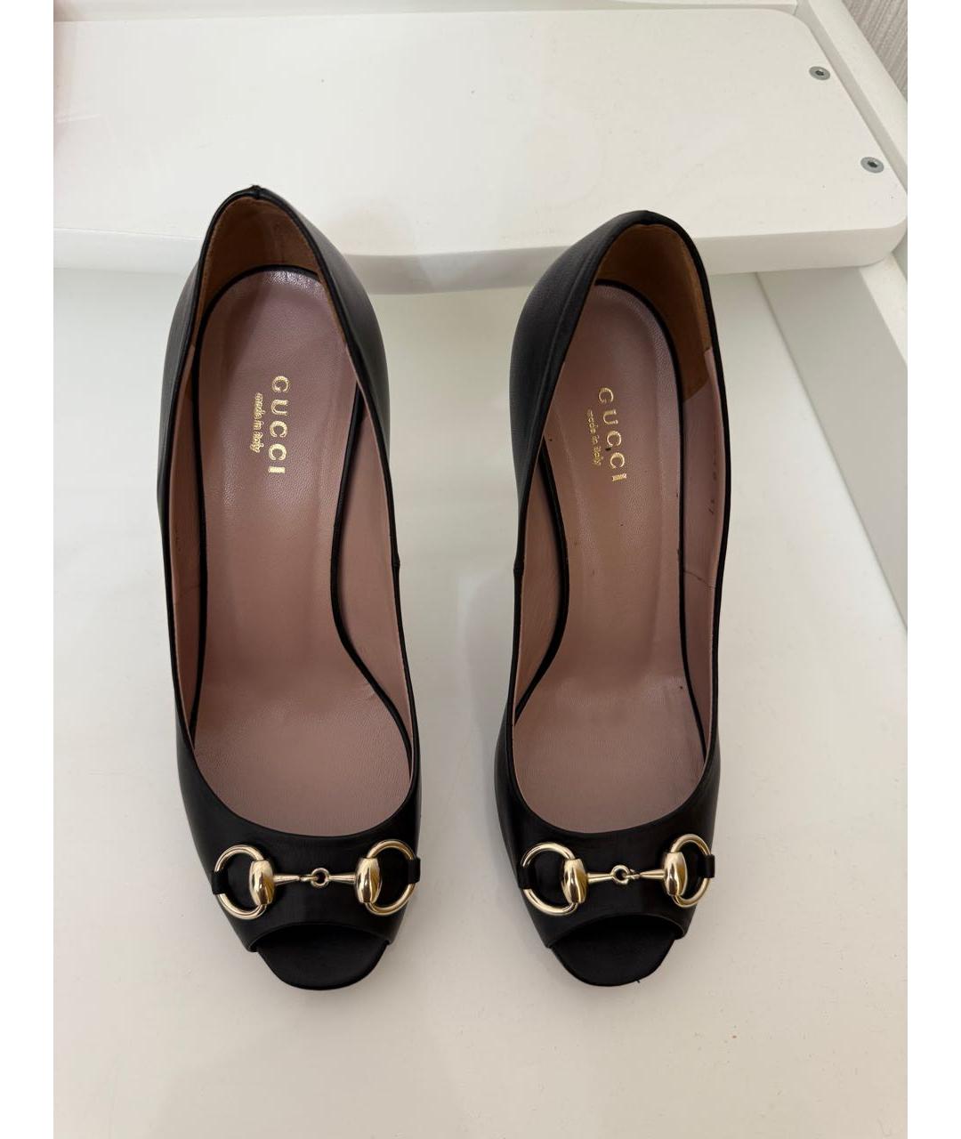 GUCCI Черные кожаные туфли, фото 2