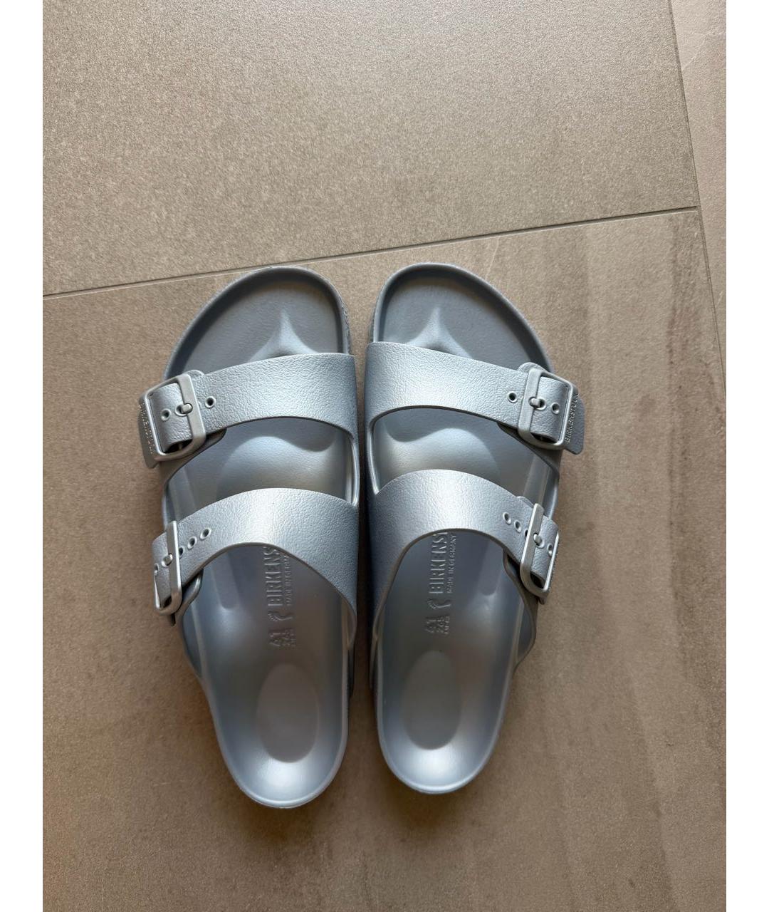 BIRKENSTOCK Серебряные резиновые сандалии, фото 2